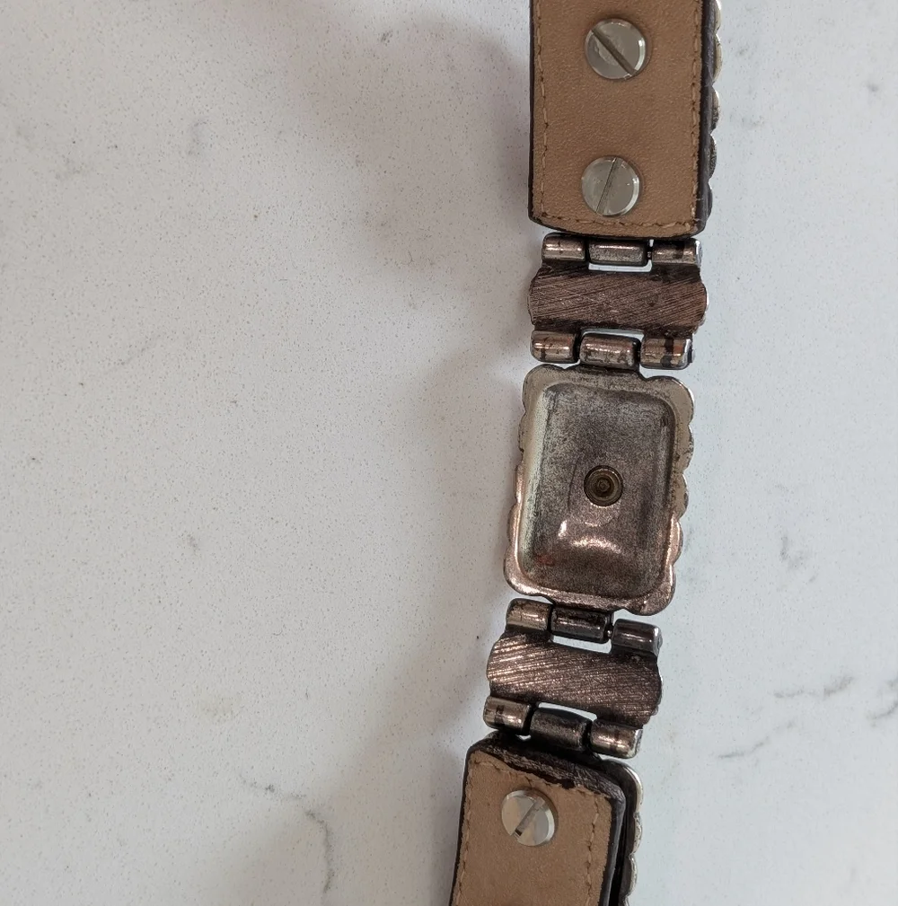 Vintage Brighton Brown Leather Belt with Silver and Gold Accents Size M - Picture 5 of 12